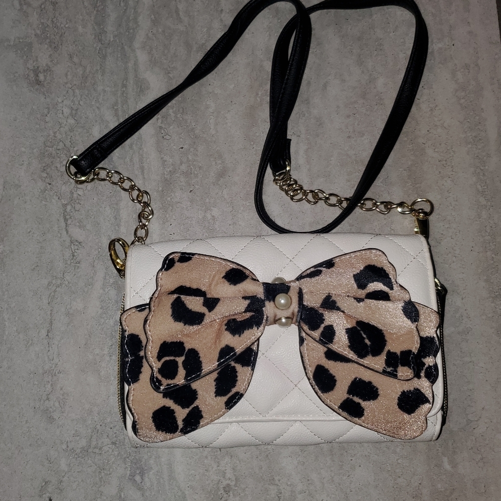 Betsey Johnson mini faux leather crossbody purse/bag